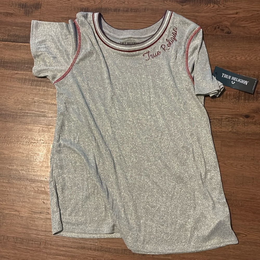 True religion short sleeves grey shirt with glitter